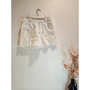 Athleta White Linen Pull-On Shorts Women's Size 2  Drawstring 4" Inseam elastic‎